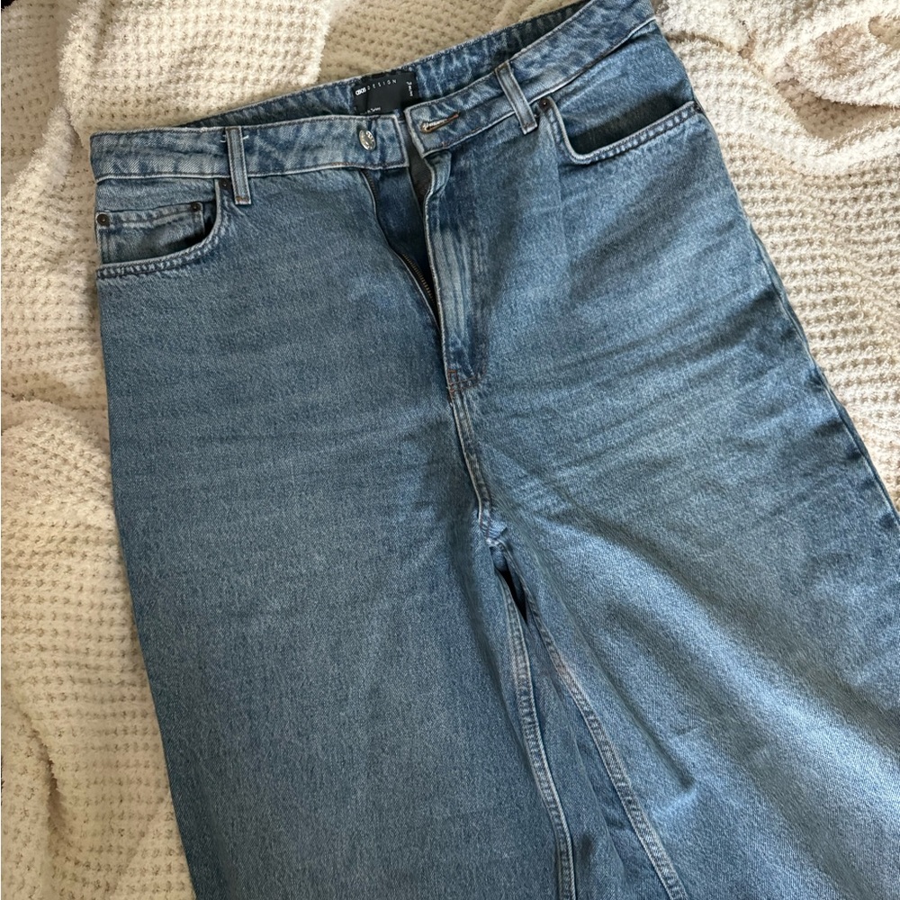 ASOS DESIGN tall cotton blend high rise ‘relaxed’ jeans in bright wash